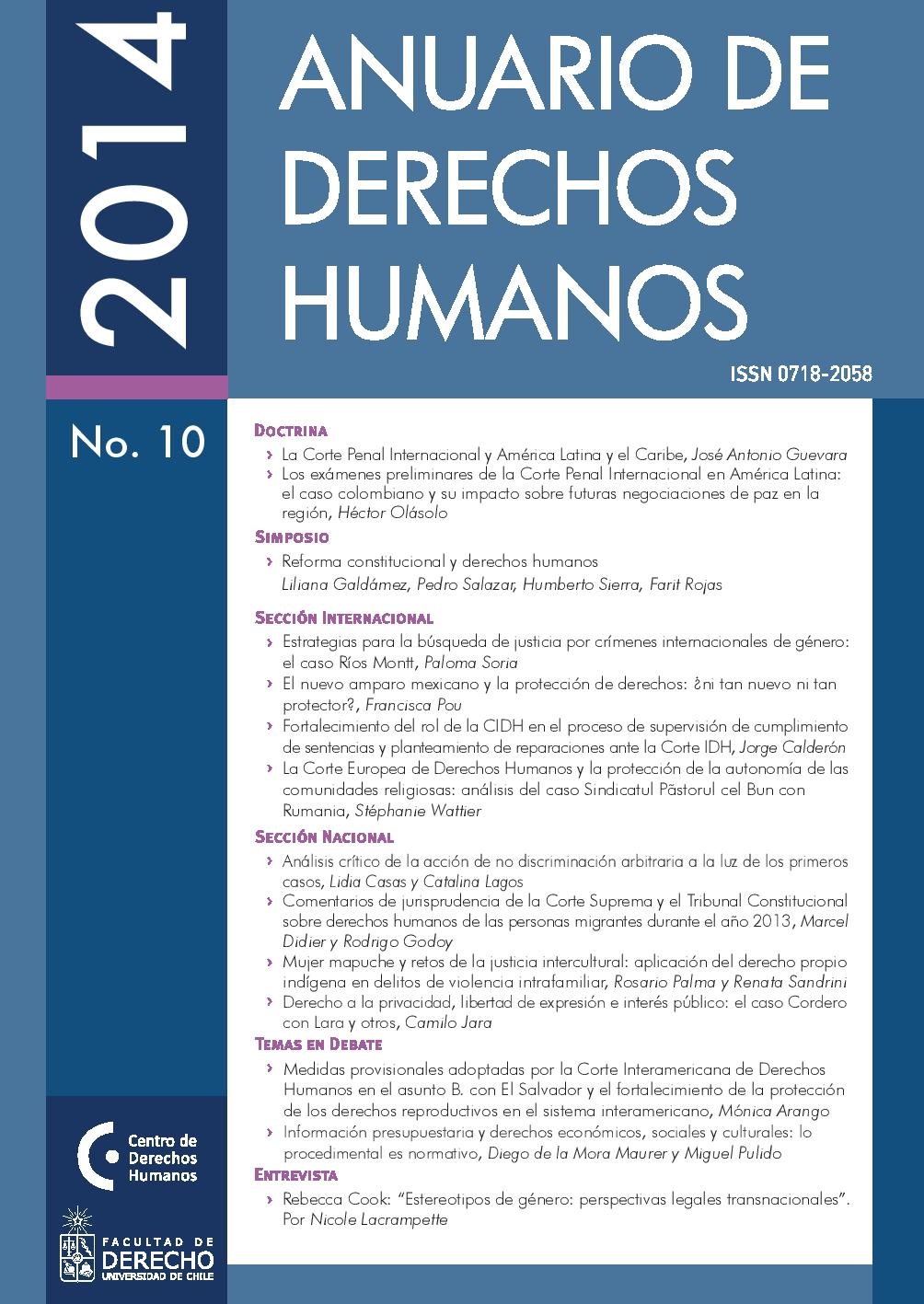 							View No. 10 (2014): Anuario de Derechos Humanos 2014
						